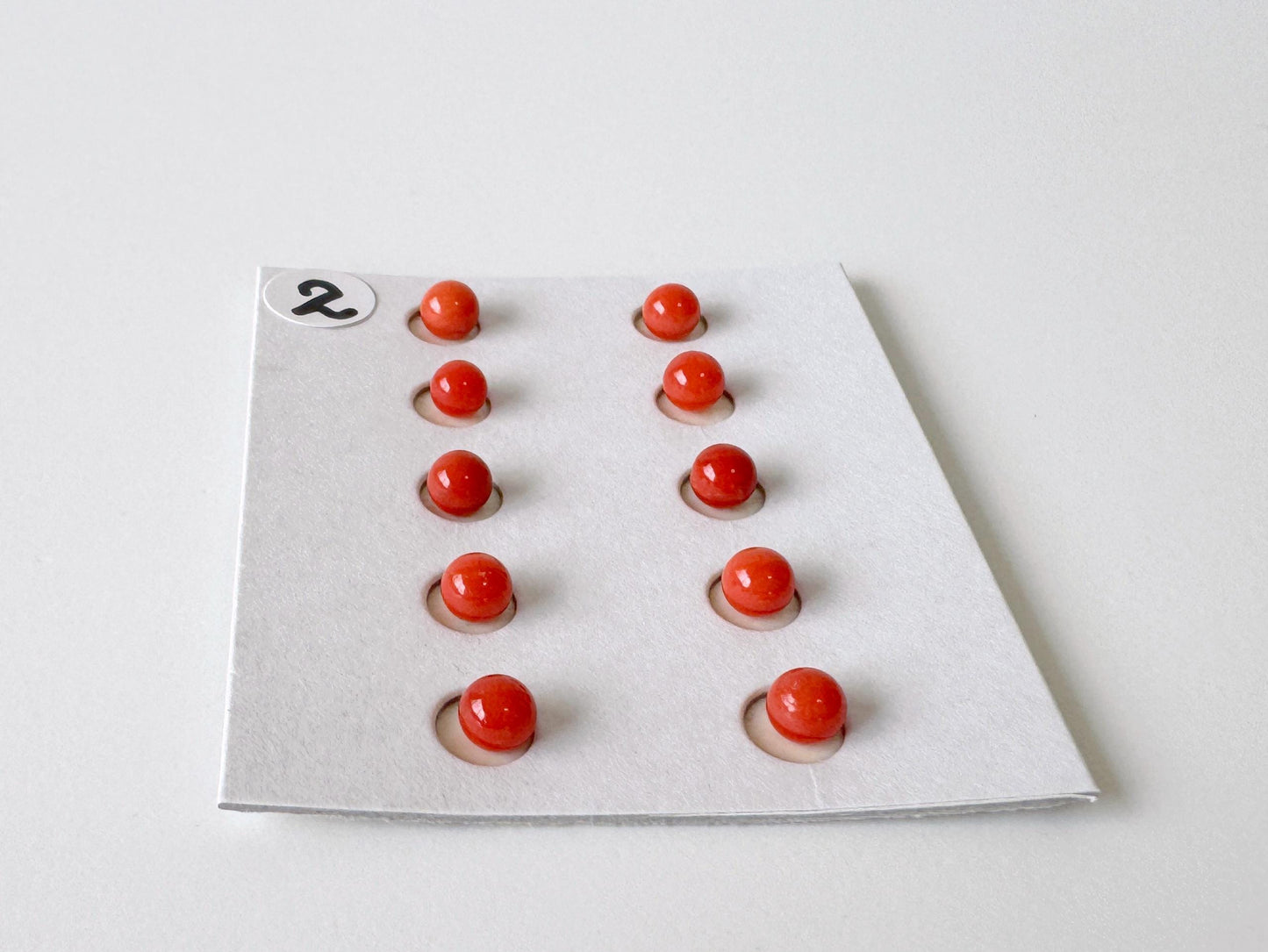 Mediterranean Red Coral Round Loose: Natural Gemstone Beads for Jewelry Making (3.7-4mm, Half-Drilled Hole, Set of 10)
