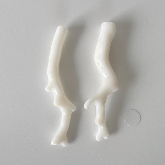 White Coral Branch Natural Color: Genuine Precious Coral Set, Drilled Hole, Handmade Jewelry Supplies | Japan Made, 53mm Length