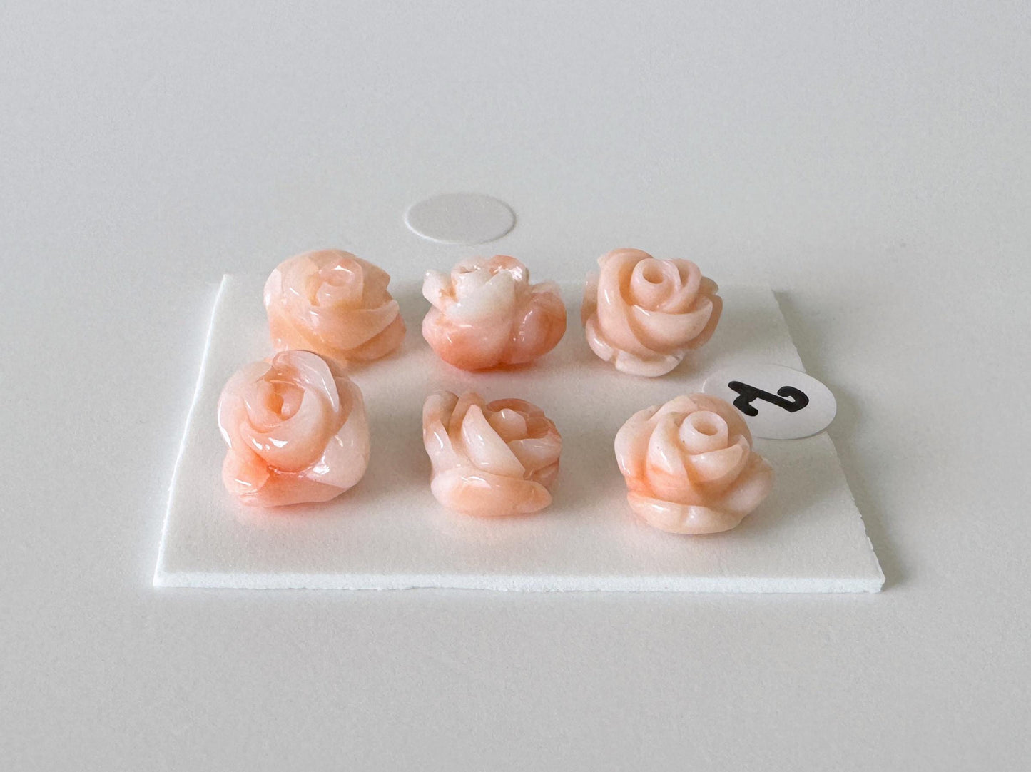Mix set of 6 pcs of Natural Pink Deep Sea Coral Rose Carvings 8-9mm, Natural color, Value priced for reason of defects / Irregular shapes