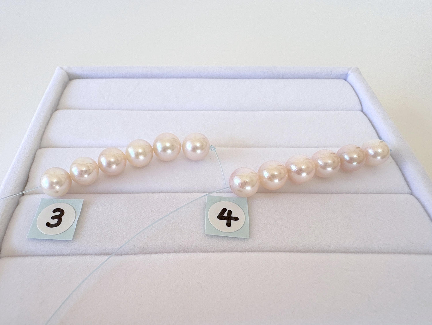 Akoya Pearl Beads - Japanese Cultured Round 6.5-7mm Mini Strand, 6Pcs, White Pink Overtone