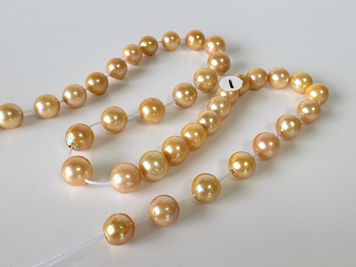 Japanese Akoya Golden Pearl Beads: Approx. 6-9mm Semi-Baroque, Color Treated | Full Strand 42cm, Saltwater Cultured Pearls