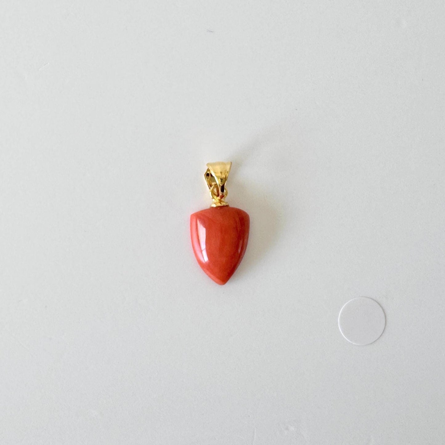 Orange Momo Coral Pendant - Natural Unique Shape Coral Jewelry - Gold-Plated Silver Bail, Genuine Material, 12.7x9.8mm