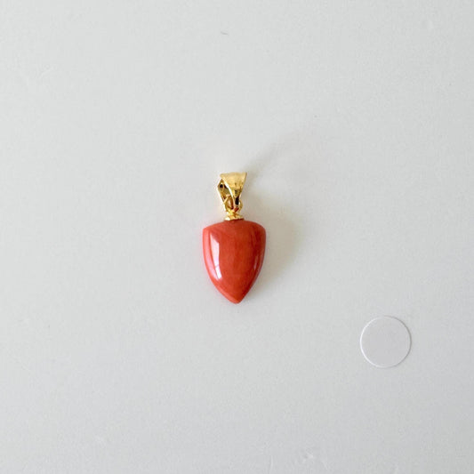Orange Momo Coral Pendant - Natural Unique Shape Coral Jewelry - Gold-Plated Silver Bail, Genuine Material, 12.7x9.8mm