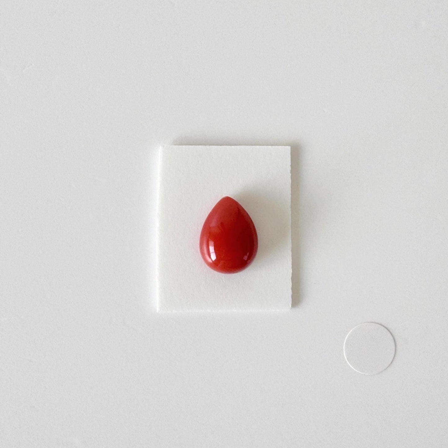 Red Coral Cabochon, Japanese Aka Coral Pear Gemstone Loose | 11.6X8.8mm | Jewelry Making Supplies, Drilled Back