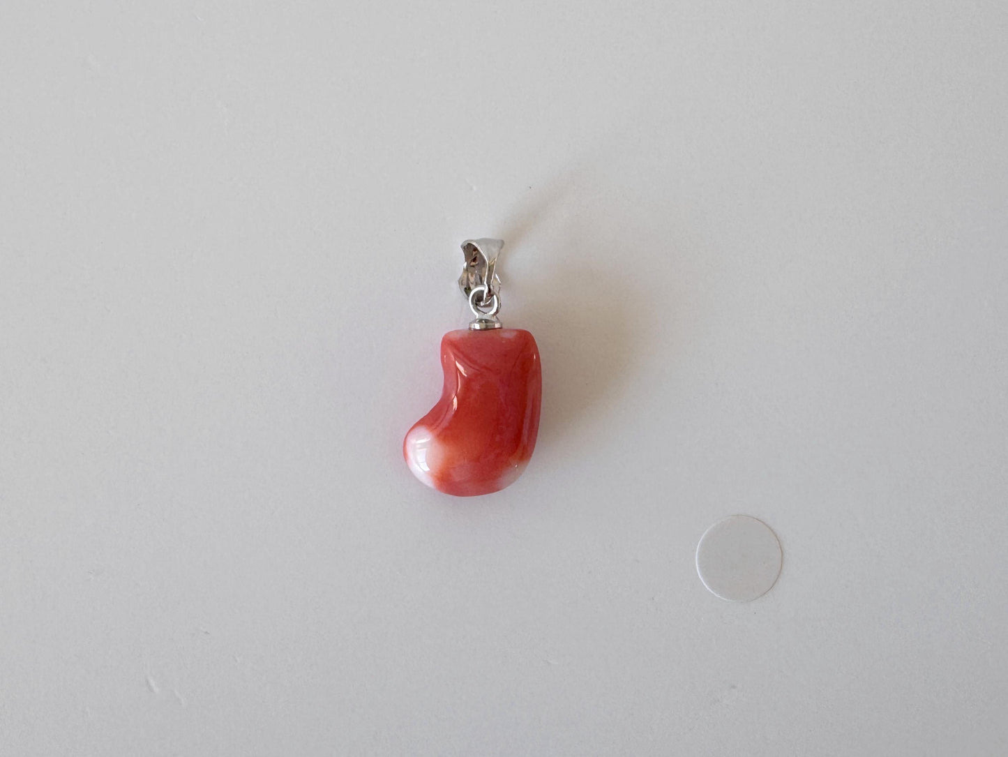 Natural Momo Coral Pendant: Japanese Orange Coral, Gold-Plated Silver Bail