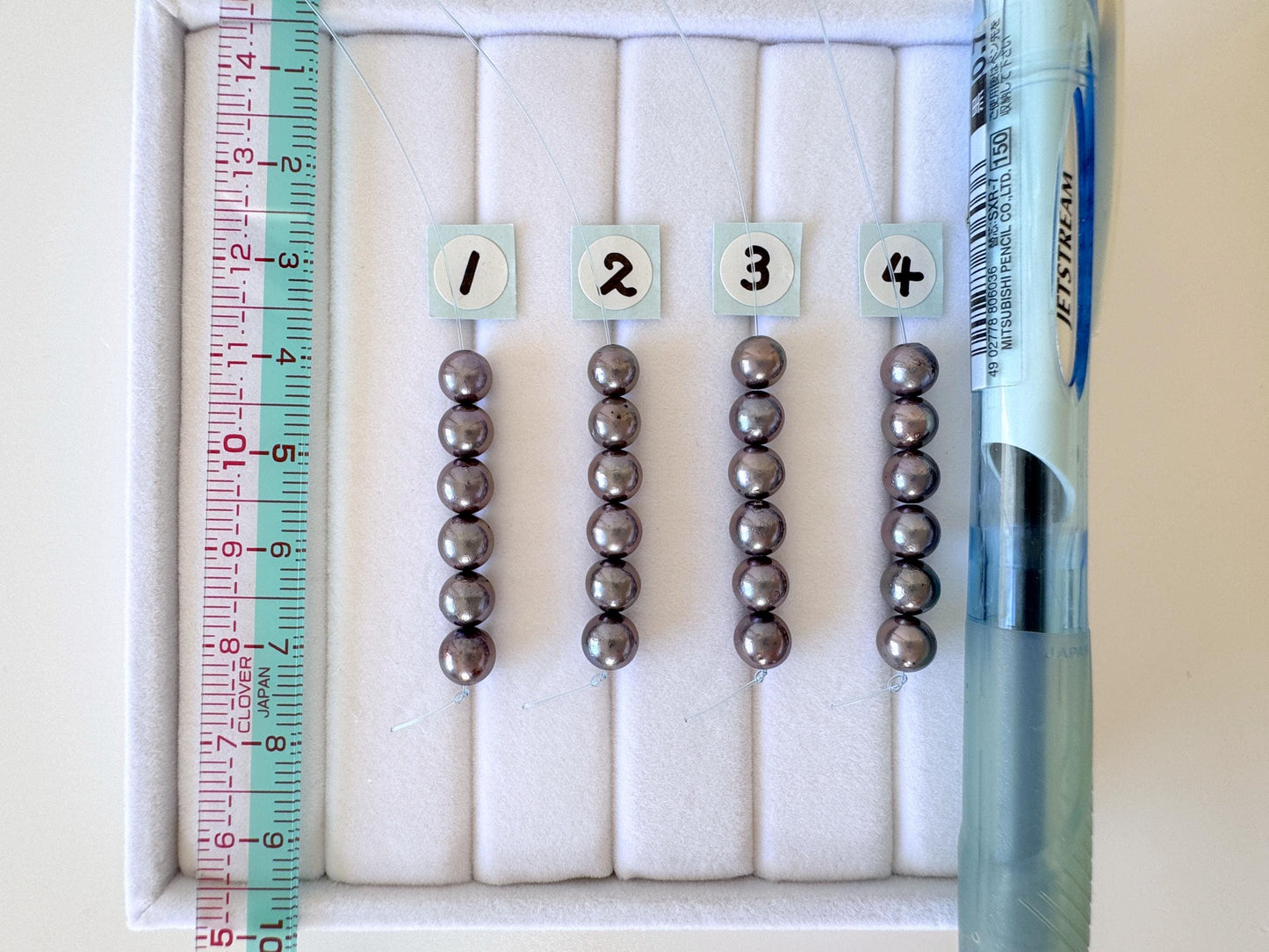 6 Pieces Short Strand of Japanese Peacock Black Akoya Pearl Beads, 5.7-5.9mm, Genuine Akoya Pearl, Cultured in Sea Water