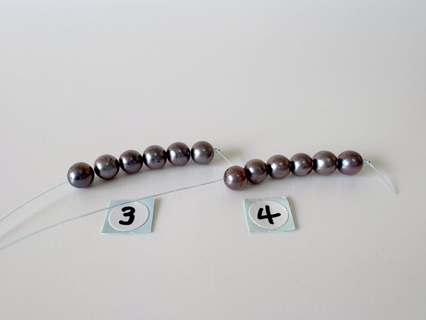 6 Pieces Short Strand of Japanese Peacock Black Akoya Pearl Beads, 5.7-5.9mm, Genuine Akoya Pearl, Cultured in Sea Water
