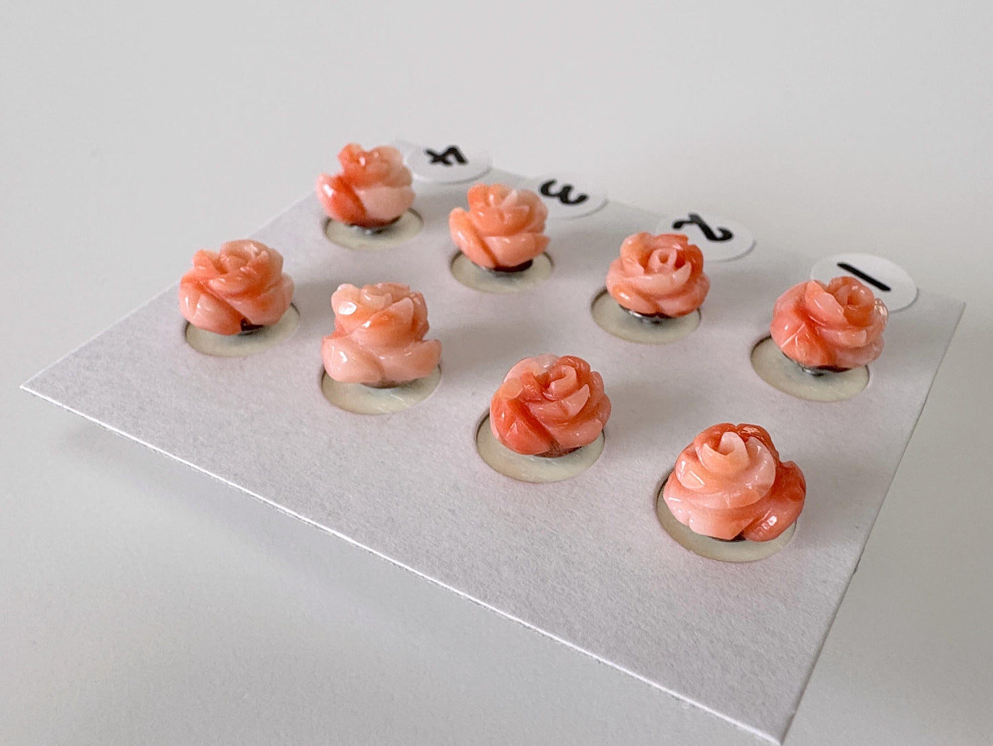 Natural Coral Rose Stud Earrings, Coral studs, Genuine Pink/Orange Color Coral, Titanium, Hand-Carved, Coral Accessory