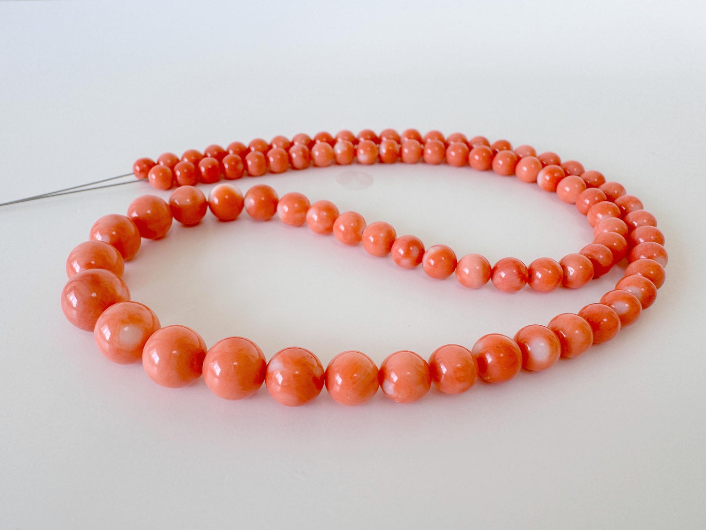Natural Momo Coral Strand - Orange Round Coral Beads 5-8.9mm, 16 Inch Jewelry Making