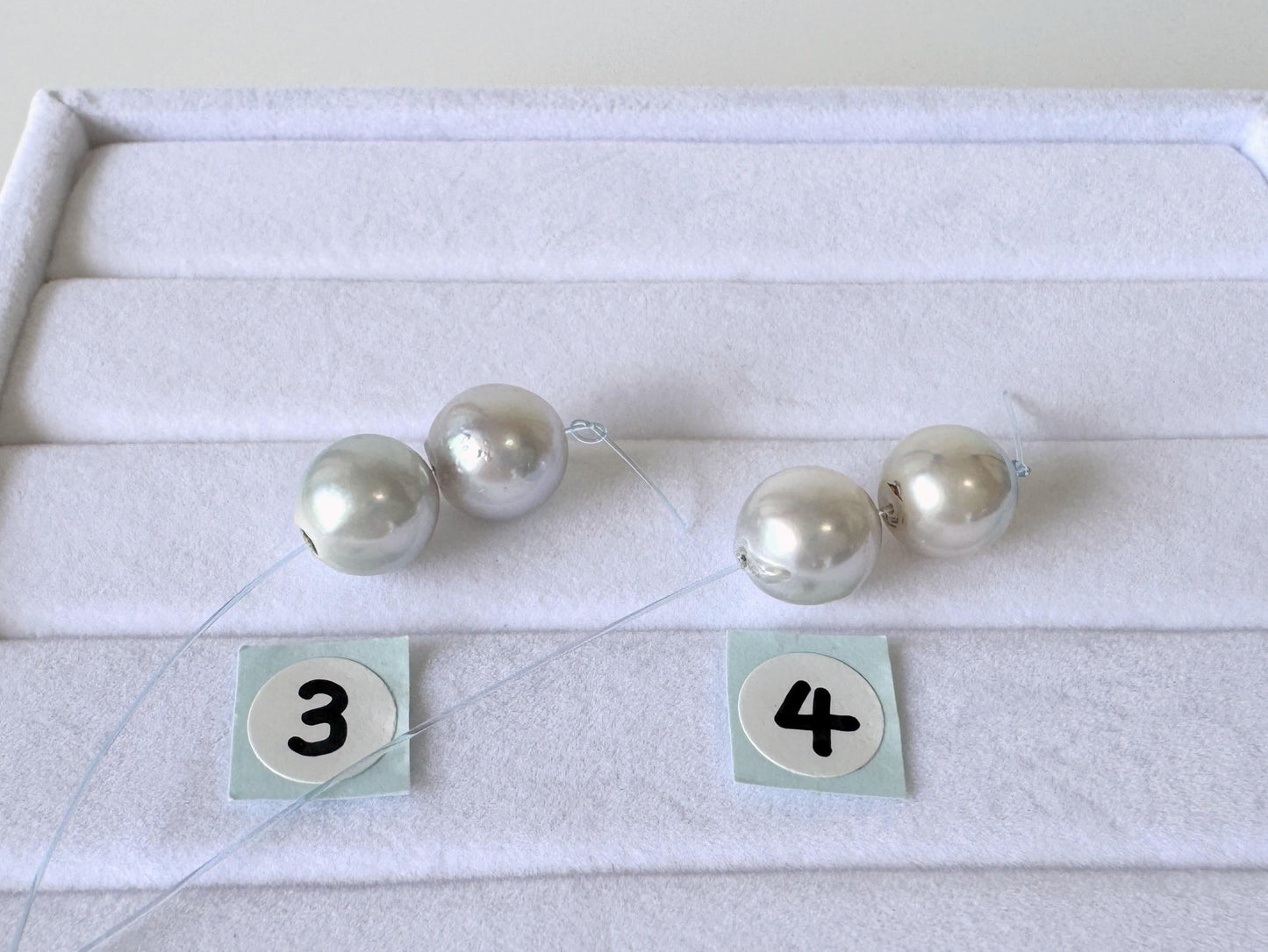 Japanese Akoya Pearl Beads Natural Blue Silver, Cultured Saltwater (8-8.5mm, Mini Strand, Genuine Jewelry Supplies), 2 Pcs