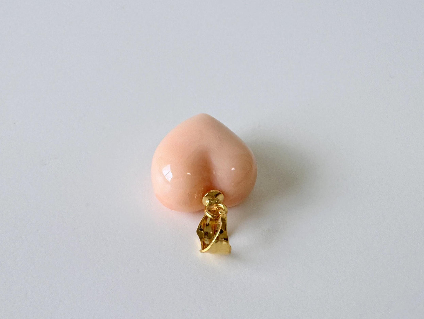 Coral Pendant Heart Shaped Natural Deep Sea Coral: Pink/Angel Skin Tones, Silver (Gold-Plated) Bail (16.4x15mm, Jewelry)