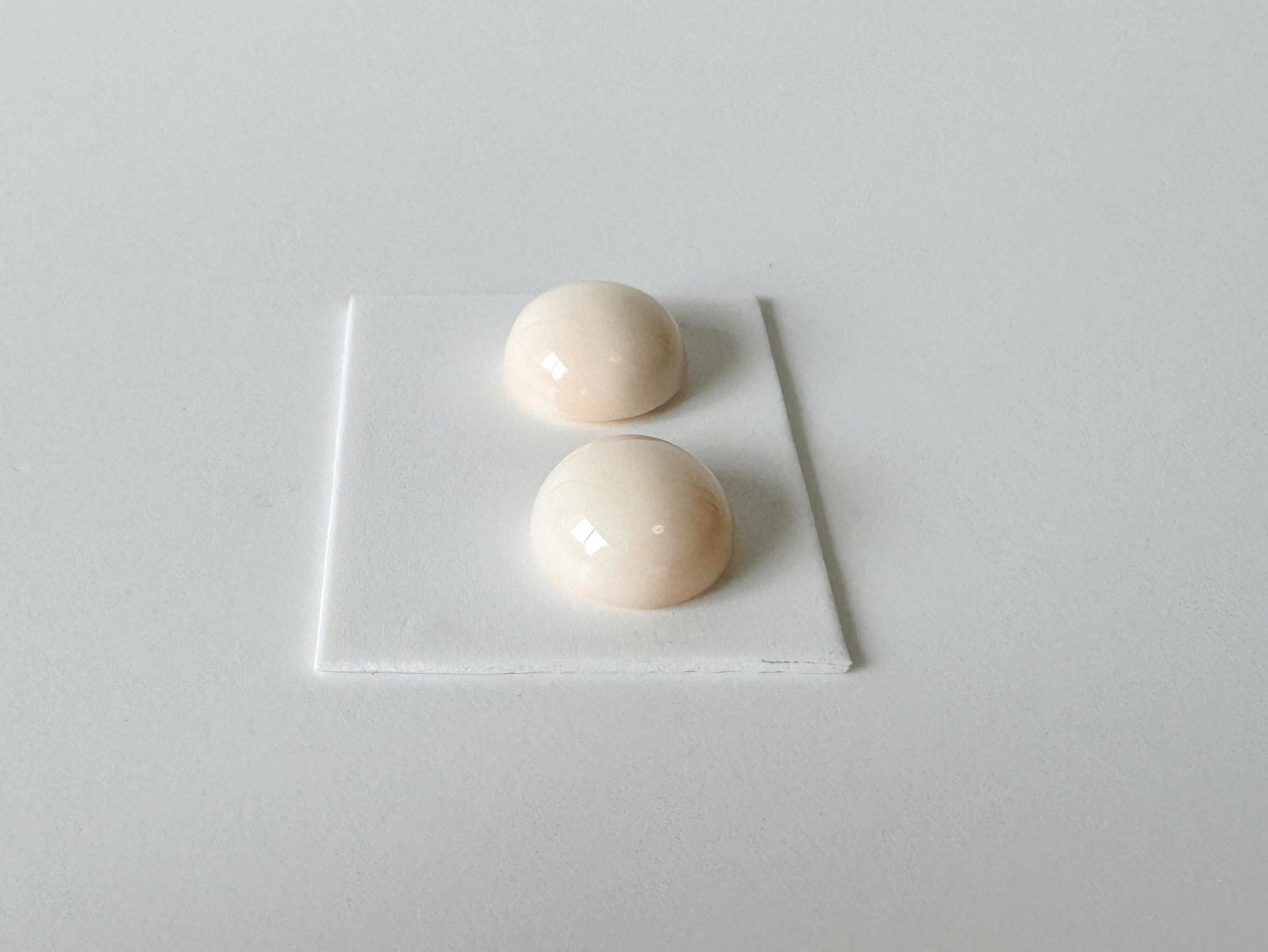 Deep Sea Coral Pink Round Cabochon: Natural Pale Pink Gemstone Pair, Half-Drilled (11.5-11.9mm, Jewelry Supplies)