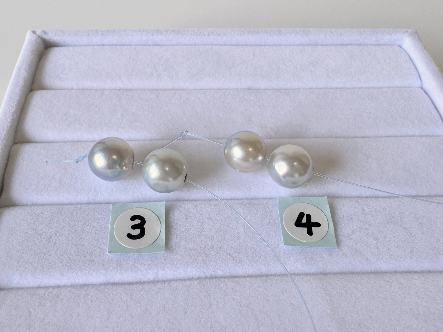 Japanese Akoya Pearl Beads Natural Blue Silver, Cultured Saltwater (8-8.5mm, Mini Strand, Genuine Jewelry Supplies), 2 Pcs