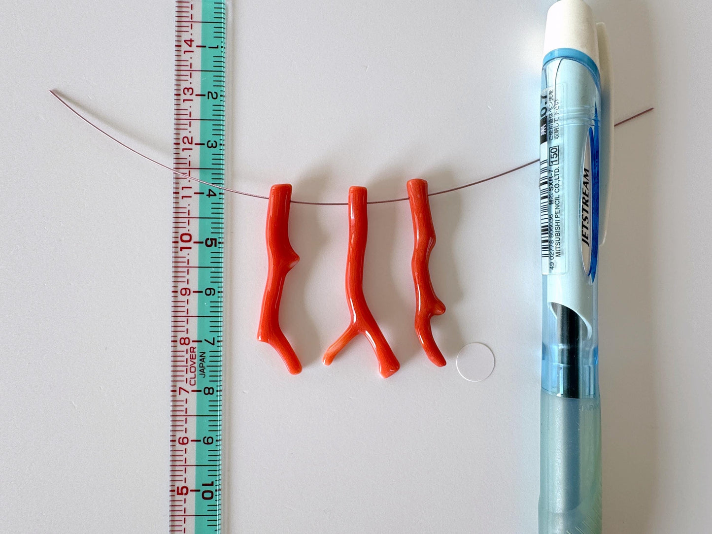 Natural Japanese Momo Coral branches, Set of 3pcs, Natural Orange Color, Side Full-Hole, Genuine Precious Coral, for Jewelry Making