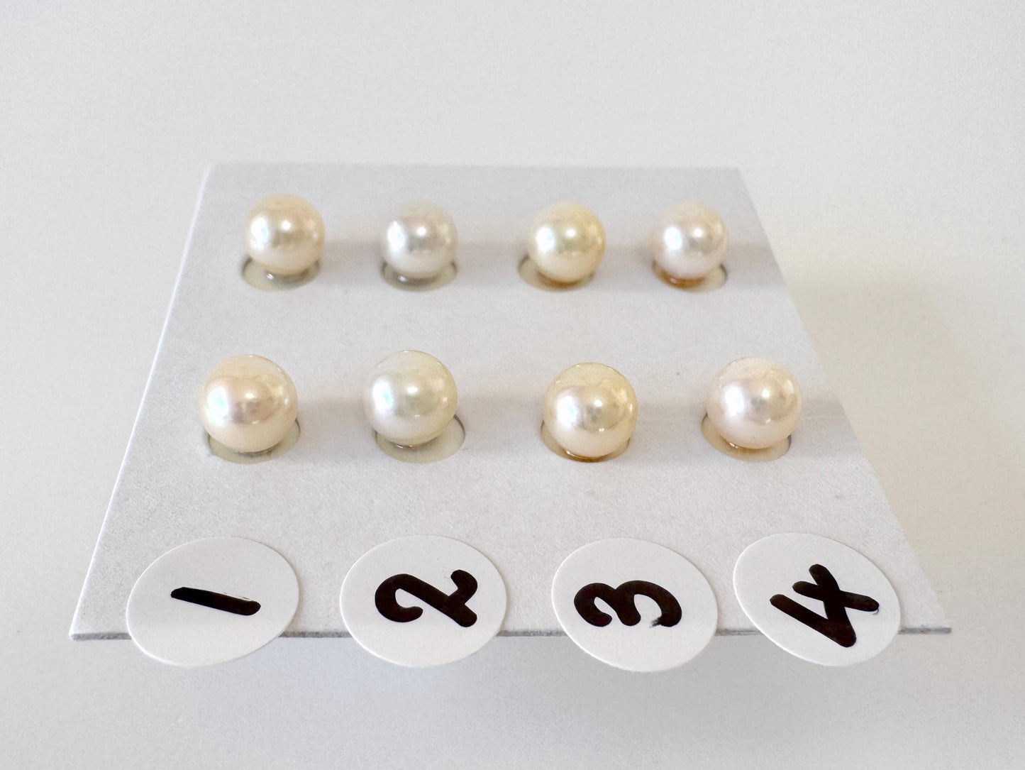 Akoya Pearl Stud Earrings: White/Off-White 5-5.5mm Pearls - Japanese Cultured, Silver 925, Saltwater Origin