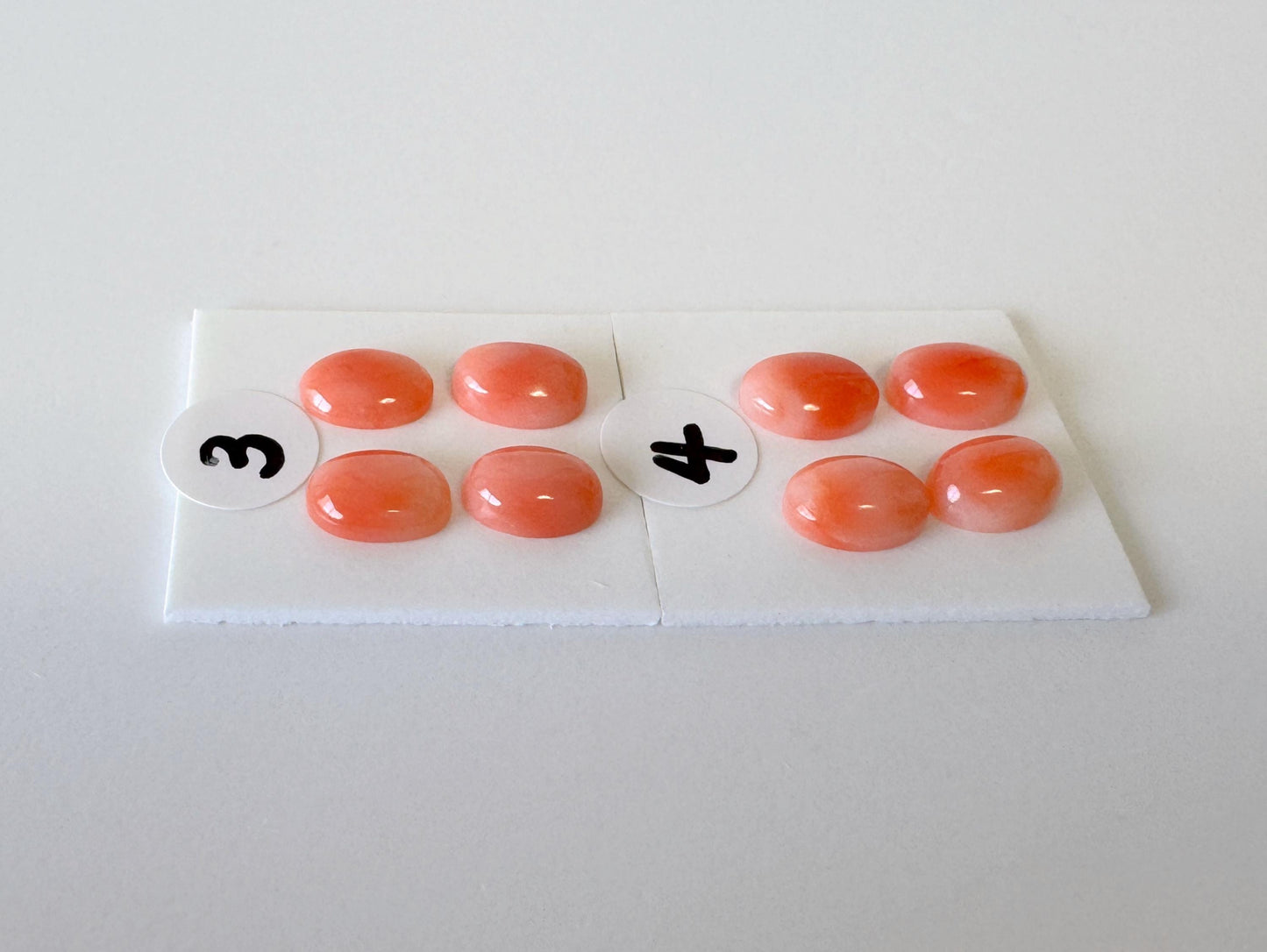 Deep Sea Coral Cabochons Natural Pink Orange Ovals, 7x5mm (Set of 4, Real Coral, Jewelry Supplies)