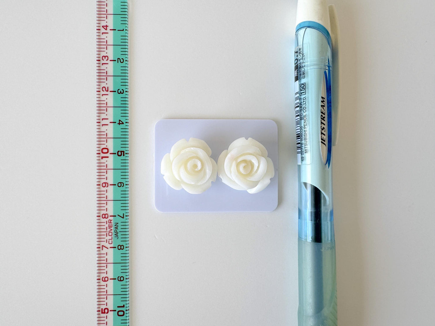 Natural White Coral Rose Loose Pair, 17mm, White Color Rose, Natural Color Coral Rose, Price per Pair, Genuine Precious Coral