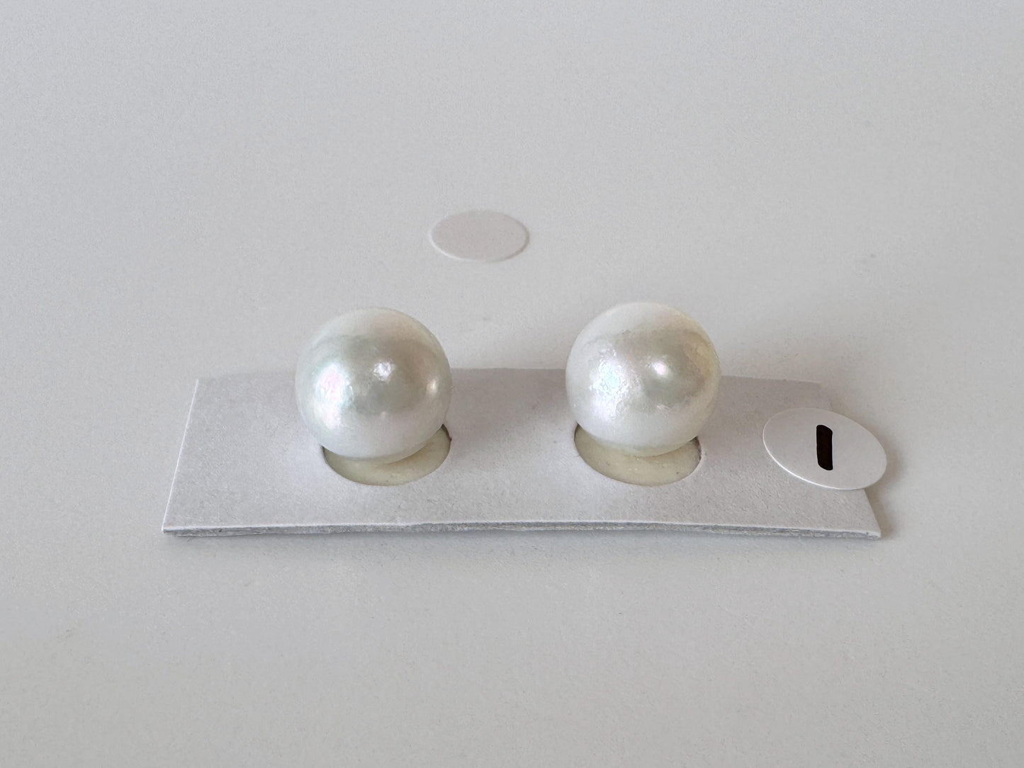 9.5mm Japanese Akoya Pearl Pair: Natural Light Blue Color, Half-Drilled