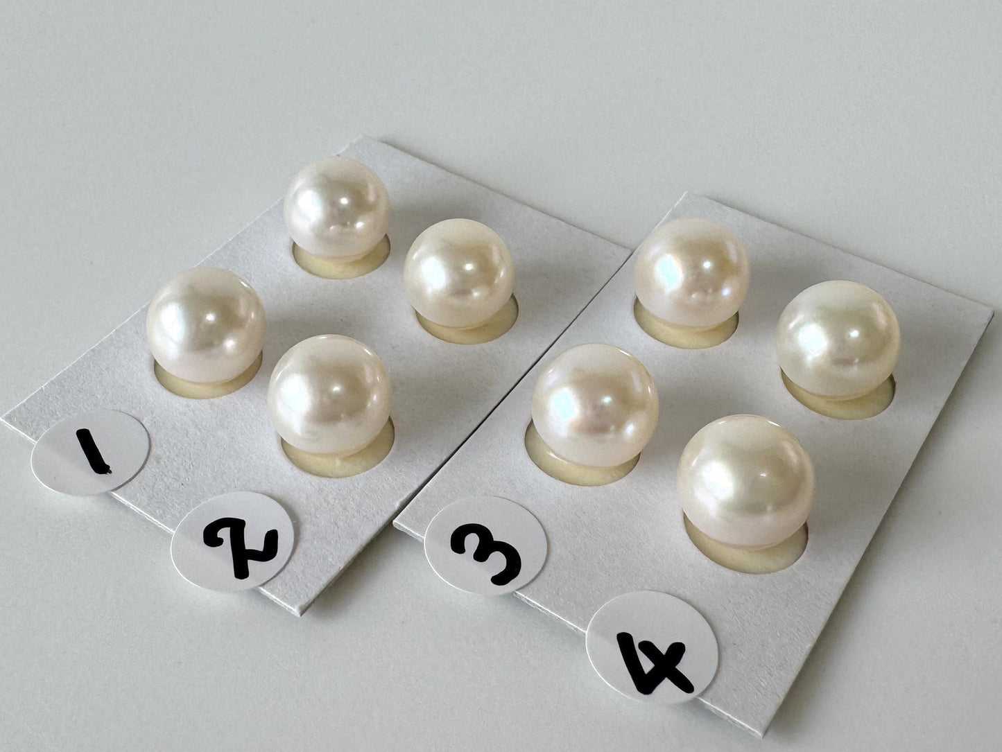 Japanese White Akoya Cultured Pearl 8.5-9mm, Genuine Akoya Pearl, Half-Drilled Round loose, Price per Pair, Salt water pearl