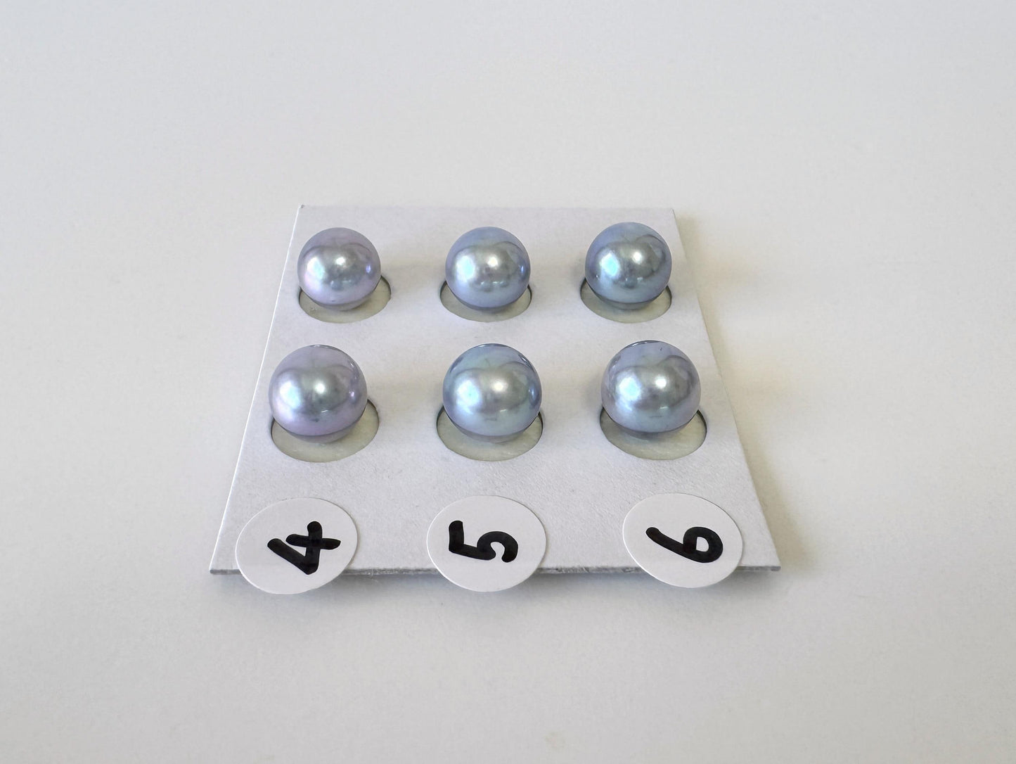 Japanese Blue/Silver (Treated) Akoya Pearl 7-7.5mm, Half-Drilled loose, Price per pair, Salt water pearl