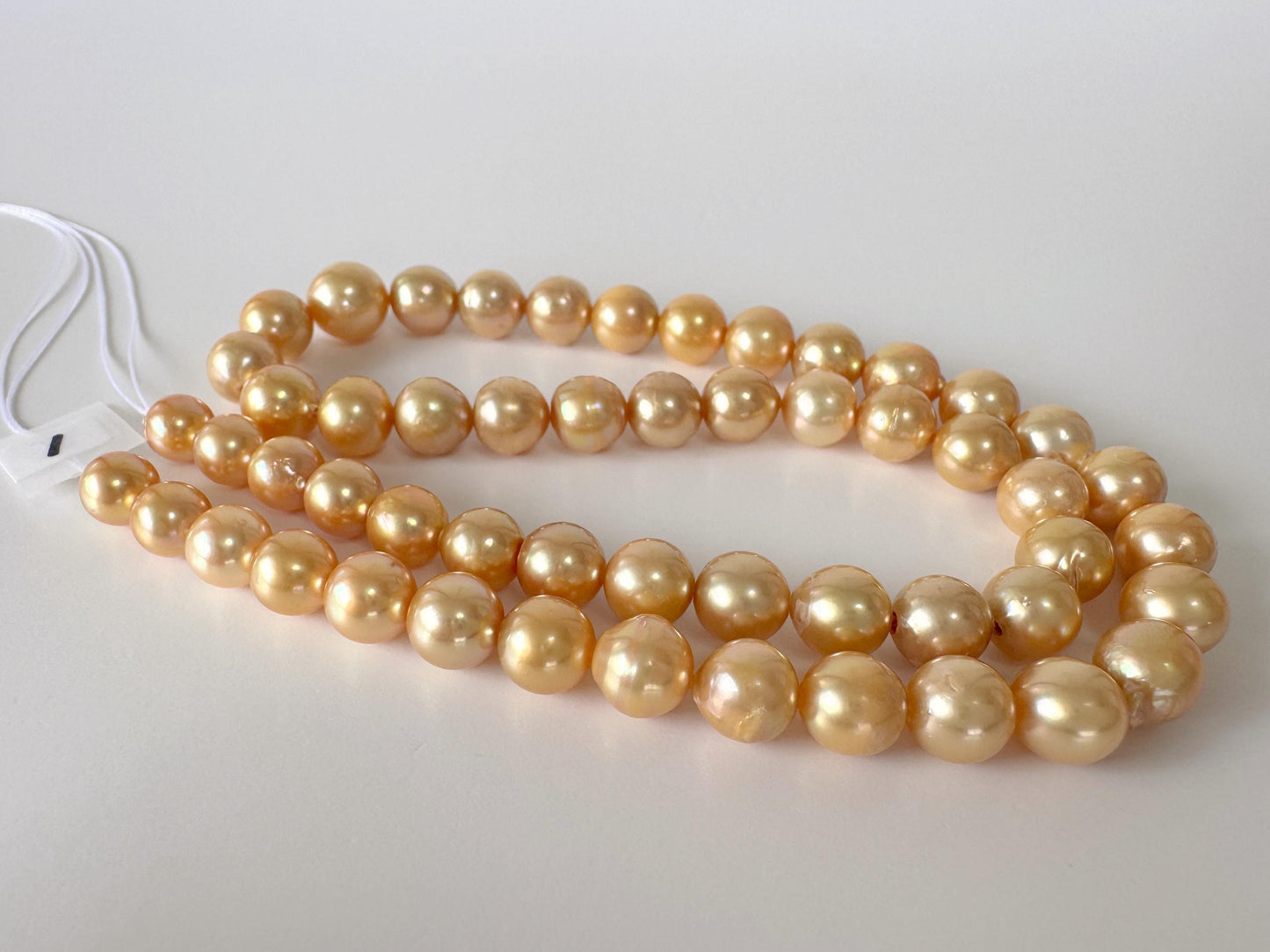 Japanese Akoya Golden Pearl Beads: Approx. 6-10mm Semi-Baroque, Color Treated | Full Strand 42cm, Saltwater Cultured Pearls