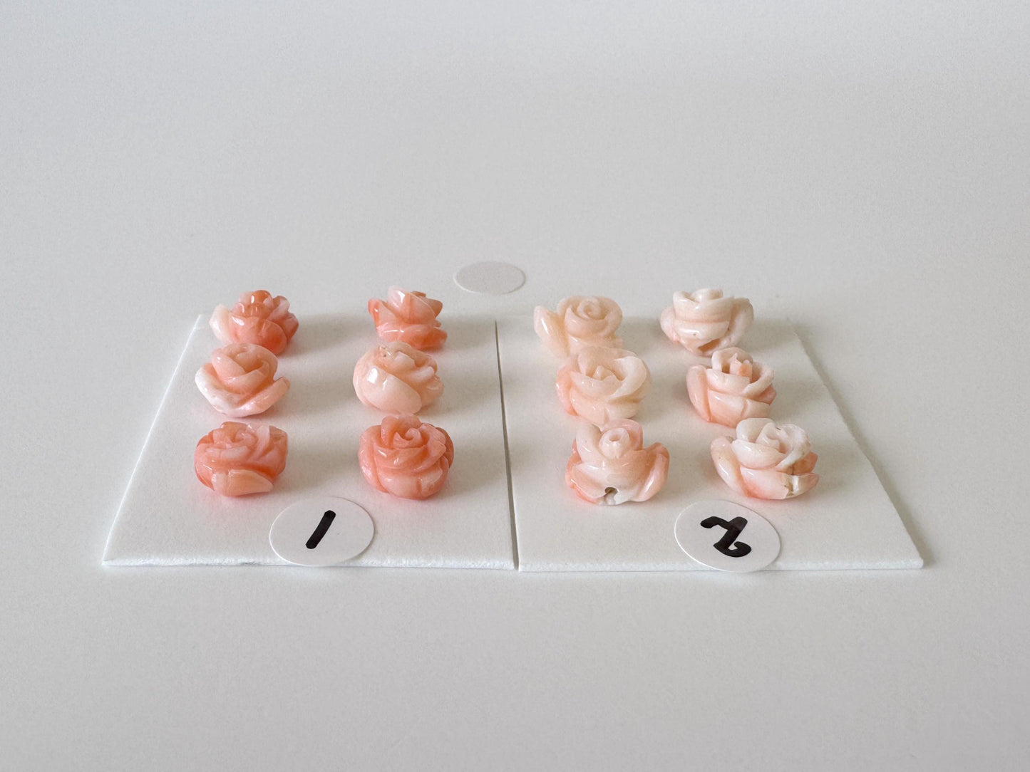 Mix set of 6 pcs of Natural Pink Deep Sea Coral Rose Carvings 7-9mm, Natural color, Value priced for reason of defects, For Jewelry Making