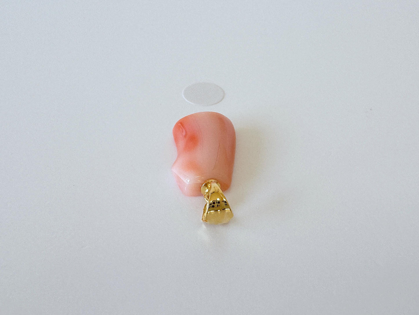 Natural Deep Sea Coral Unique Shaped Pendant, 15.6x10.8mm, Natural Pink/Orange color coral, Silver (Gold-Plated) bail