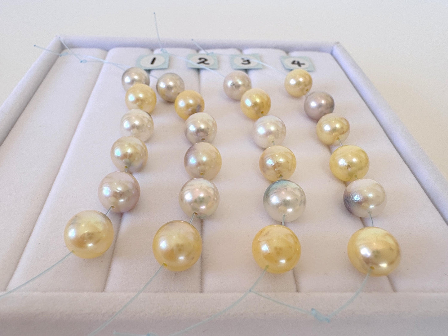 Japanese Akoya Pearl Beads: Natural Blue Silver Yellow - Cultured Saltwater Pearls, 7.5-8mm, Mini Strand Craft Supplies, 6 Pcs Strand