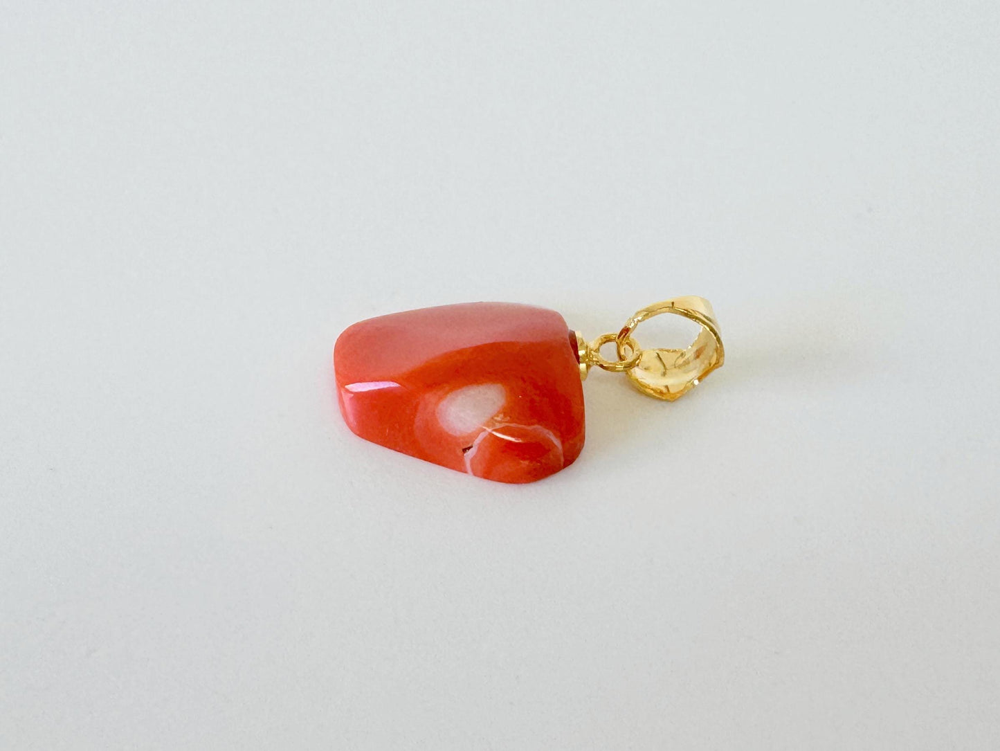 Orange Momo Coral Pendant - Natural Unique Shape Coral Jewelry - Gold-Plated Silver Bail, Genuine Material, 14x14mm