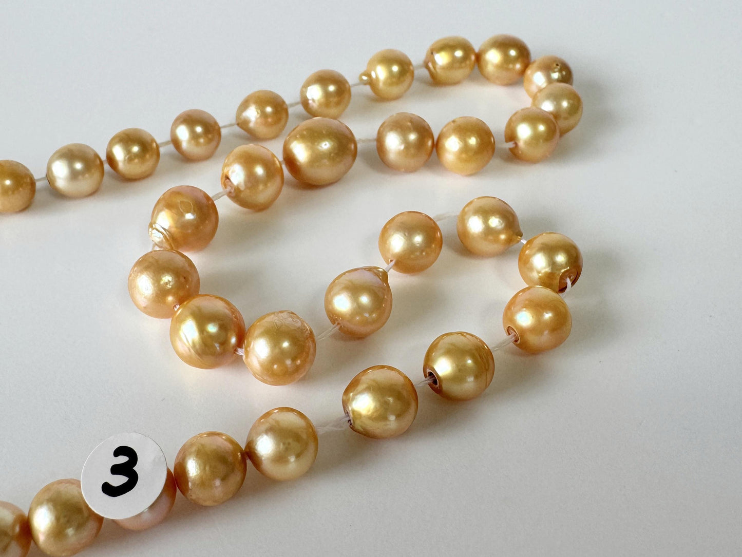 Japanese Akoya Golden Pearl Beads: Approx. 6-9mm Semi-Baroque, Color Treated | Full Strand 42cm, Saltwater Cultured Pearls