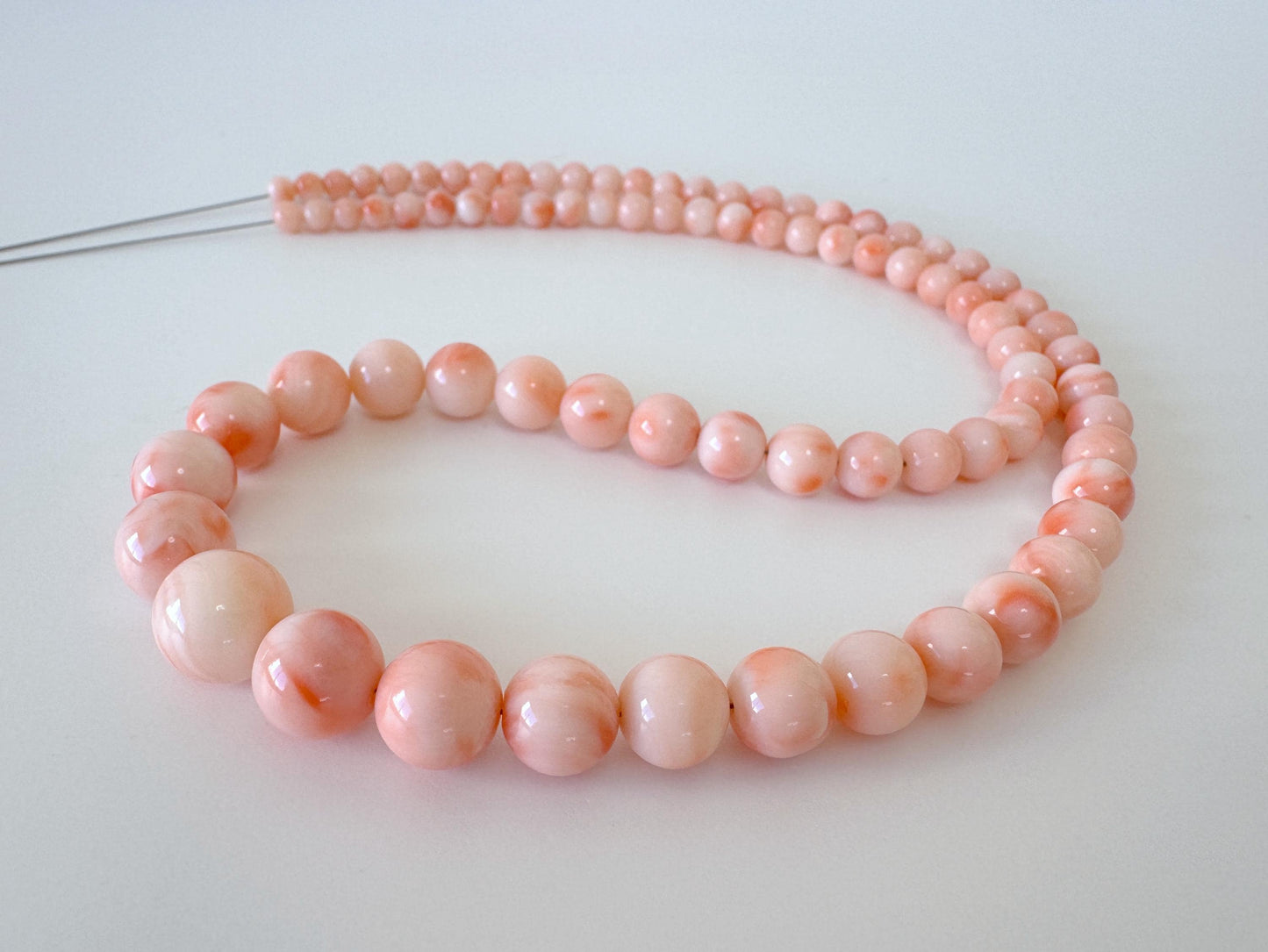 Natural Coral Beads – Deep Sea Coral Bead Strand, Pink Orange, 3.8-9.5mm Round, 42cm Jewelry Supplies