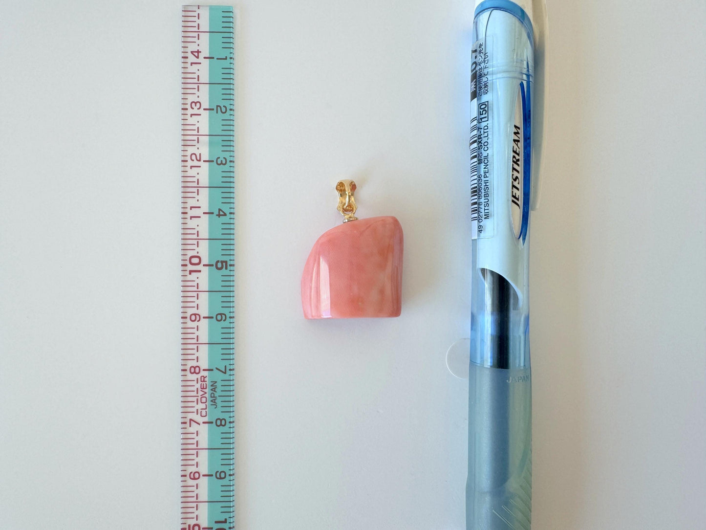 Natural Momo Coral Pendant: Japanese Pink Orange Coral, Gold-Plated Silver Bail