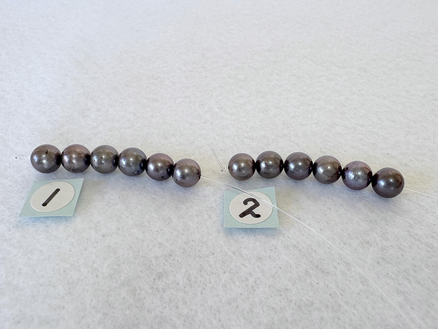 6 Pieces Short Strand of Japanese Peacock Black Akoya Pearl Beads, 5.7-5.9mm, Genuine Akoya Pearl, Cultured in Sea Water