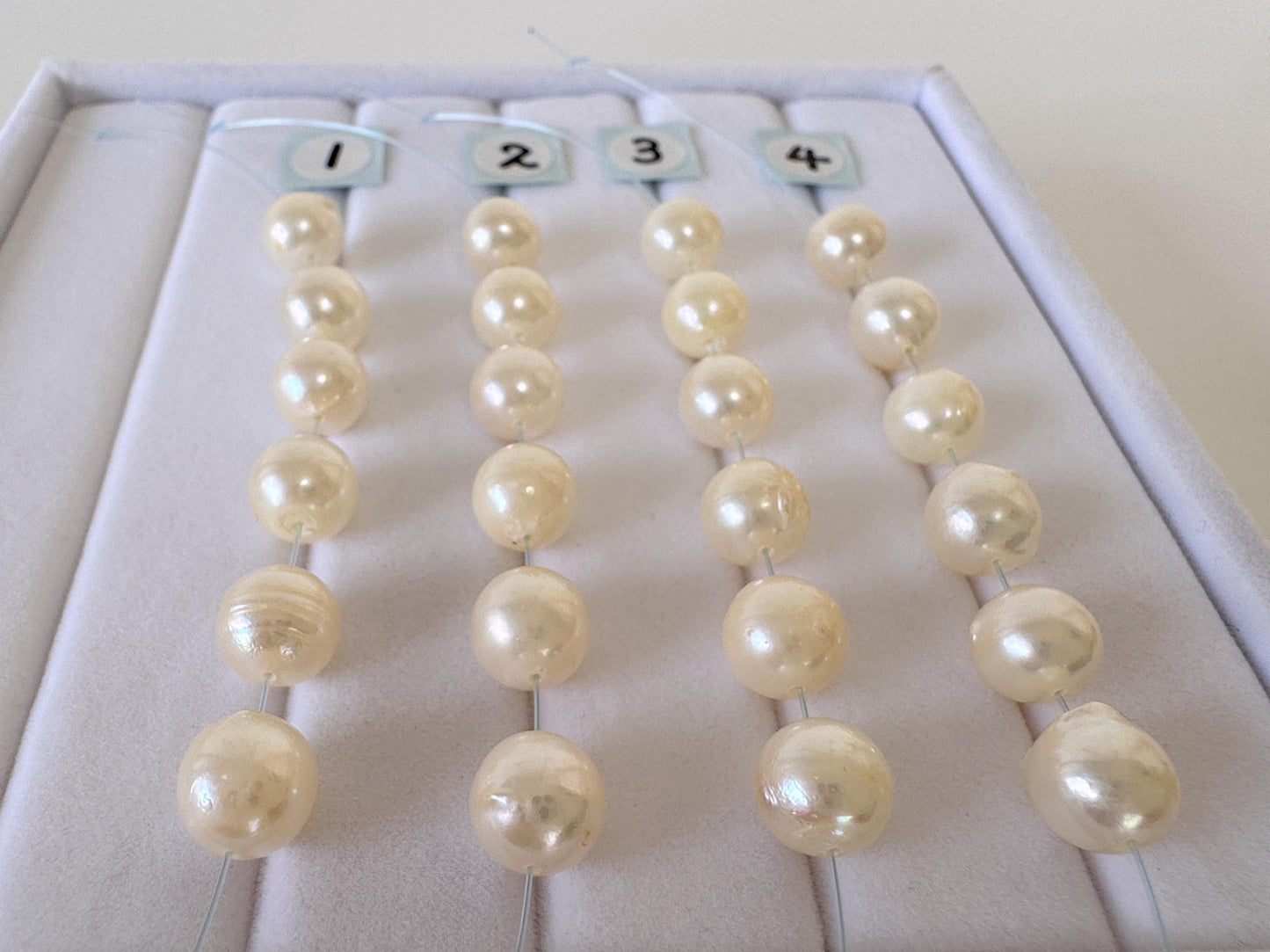 Japanese Akoya Pearl Beads: Cream White Semi-Round, 7-7.5mm, Short Strand | Cultured Saltwater, 6 Pieces