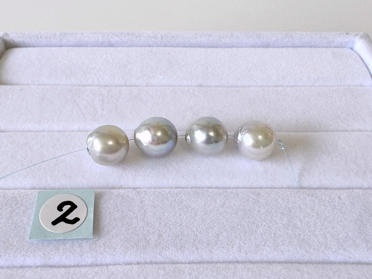 Japanese Akoya Pearl Beads: Natural Blue-Silver Cultured Pearls, Semi-Round Shape (7.5-8mm, Saltwater Mini Strand, 4 Pcs)