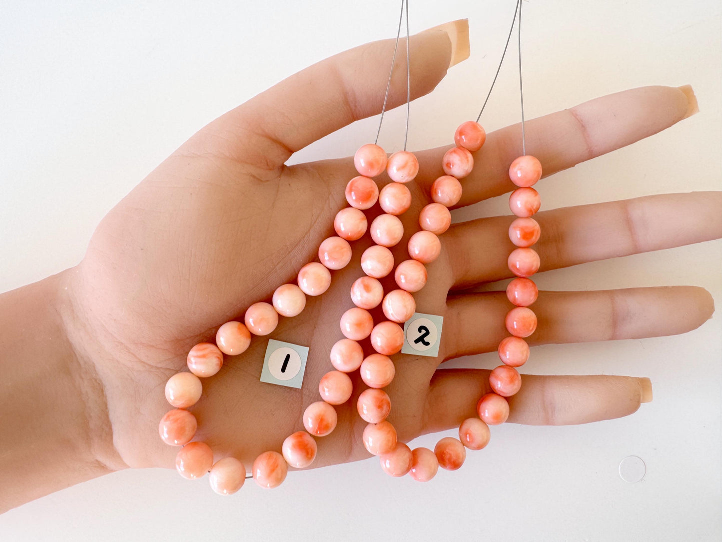 Natural Coral Strand - Pink Orange Deep Sea Coral Round Beads 7.6-8mm 18cm for Jewelry