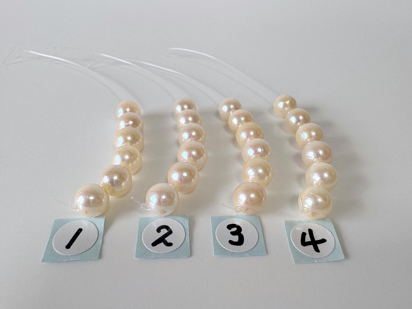 Japanese Cream White/Off-white Akoya Pearl Beads, 6.5-7mm, Mini Strand, Short Strand, 6 Pieces, Genuine Akoya Pearl, Cultured in Sea Water