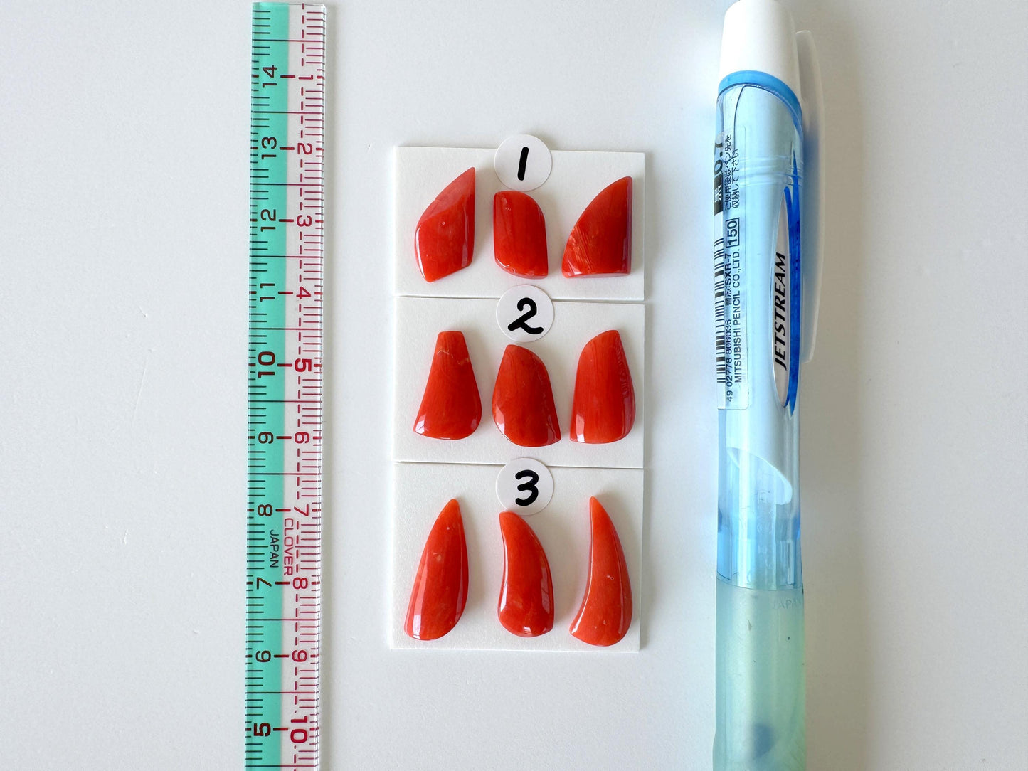 Red Coral Loose Gemstones Natural Set, Mediterranean Red Coral Pieces (3pcs, Undrilled, Organic Shapes for Jewelry)