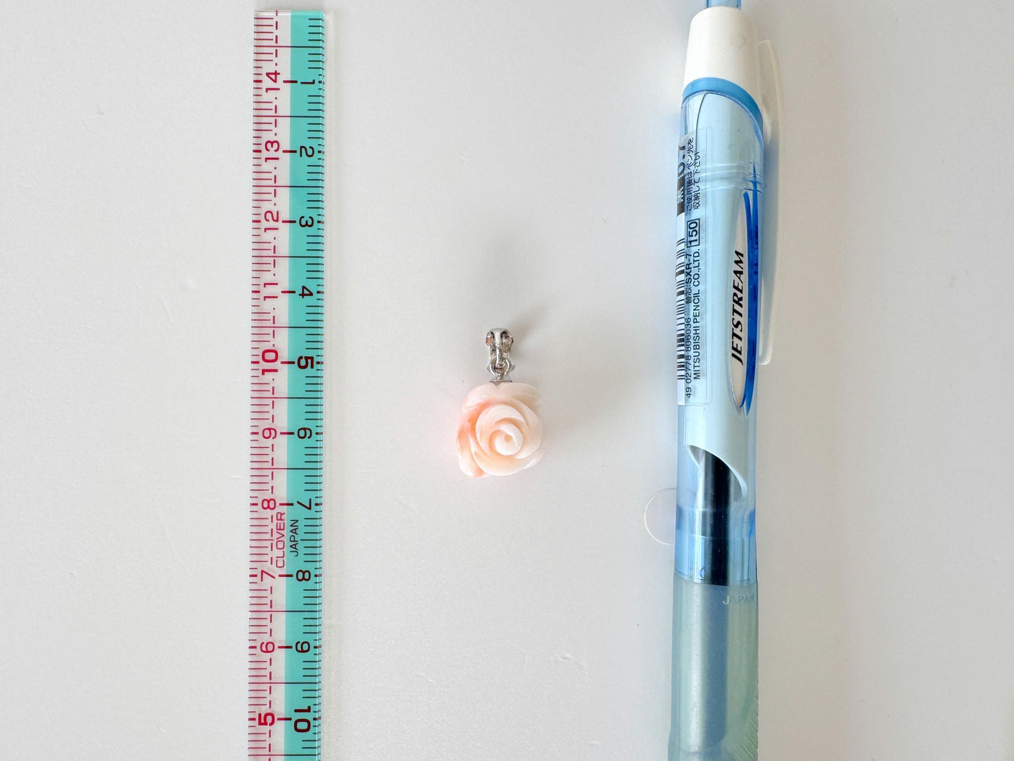 Natural Coral Rose Pendant Carved Jewelry, Deep Sea Coral, Pink White (13.6x12.3mm, Silver Bail, Genuine Coral Amulet)