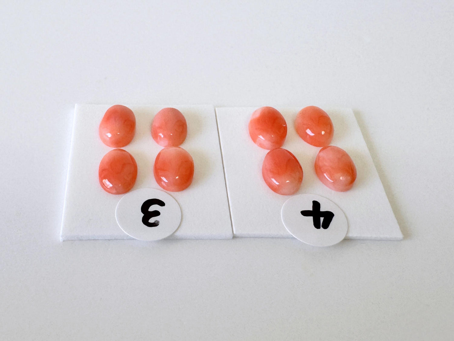 Deep Sea Coral Cabochons Natural Pink Orange Ovals, 7x5mm (Set of 4, Real Coral, Jewelry Supplies)