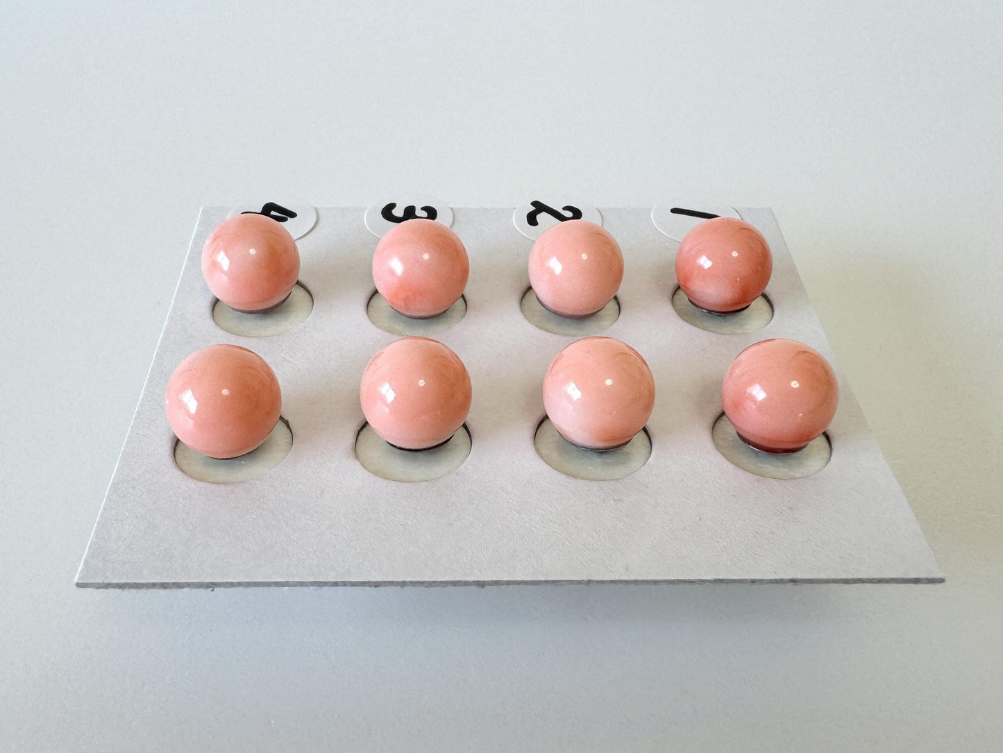 Deep Sea Coral Stud Earrings - Natural Pink Orange Round Shape - Titanium Post Backing, Genuine Coral, 7.5mm