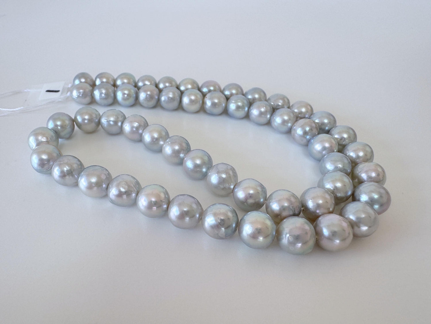Akoya Pearl Strand - 7.5-8mm Japanese Cultured Pearls, Natural Blue Silver, 40cm