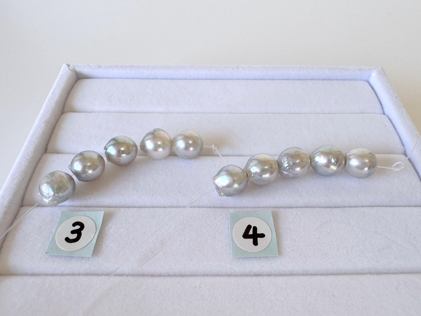 Japanese Natural blue/silver color Akoya Pearl Beads, 7-7.5mm, Mini Strand, Short Strand of 5 Pieces, Cultured in Sea Water