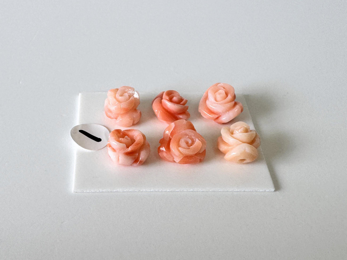Pink Coral Rose Carvings Handmade Beads, Natural Deep Sea Coral (Value Priced Set, Drilled Holes, 6pcs 8.5-9.5mm)
