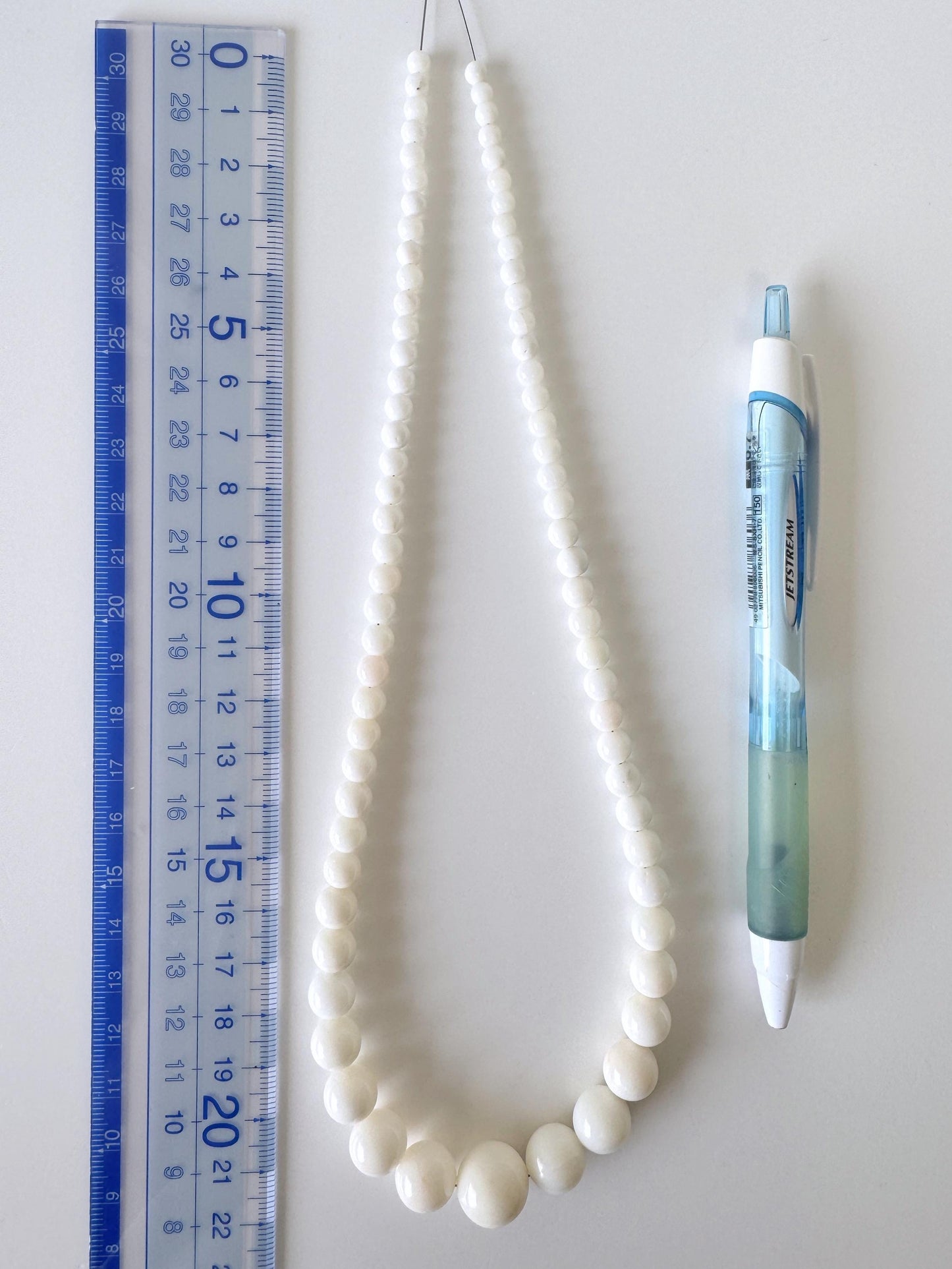 Natural Coral Strand - Deep Sea Midway White Round Beads - 4.2-13.6mm Size, 17.7in Length, Jewelry Making Supplies