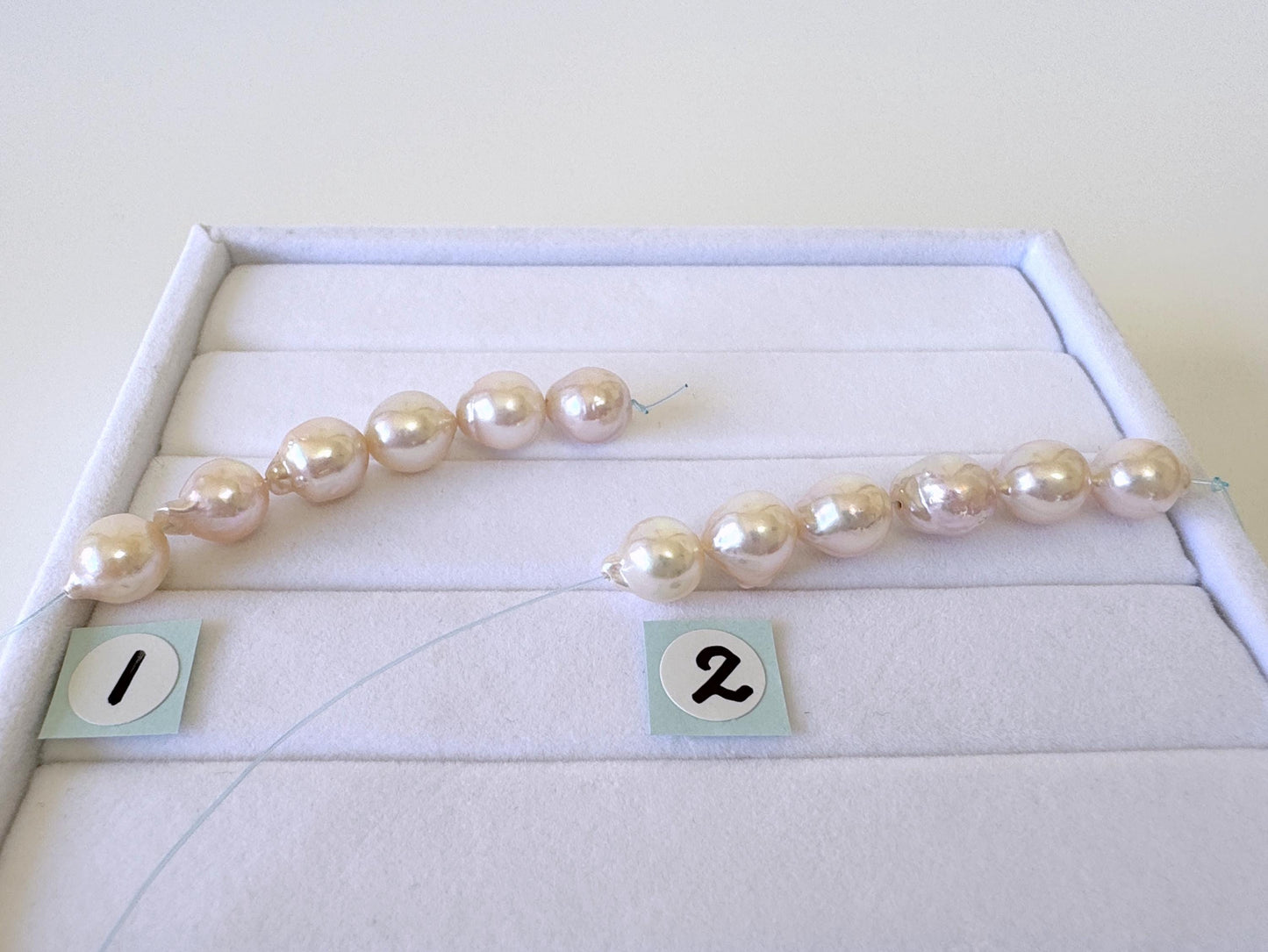 Japanese Akoya Pearl Beads: Baroque Cultured Saltwater Pearls, 7-7.5mm Mini Strand of 6 Pieces (White Pink Overtone, Craft Supplies)