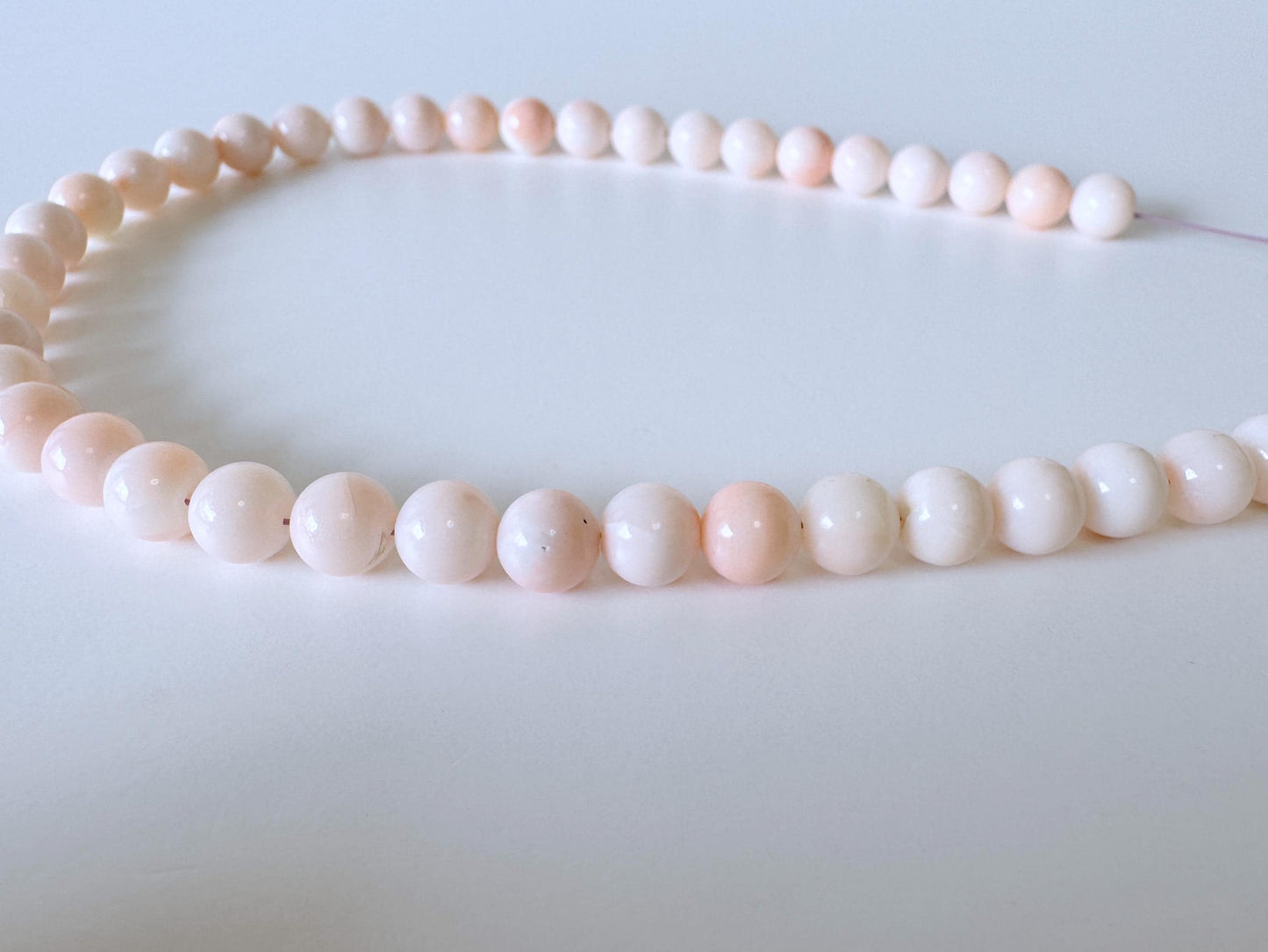 Pink Coral Short Strand Beads Natural (Miss Coral) 6.7-6.9mm Round (25cm Length, Jewelry Supplies)