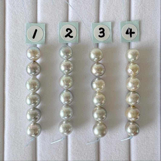 Japanese Blue/Silver color (cobalt treated) Akoya Pearl Beads, 6.5-7mm, Mini Strand, Short Strand of 6 Pieces, Cultured in Sea Water