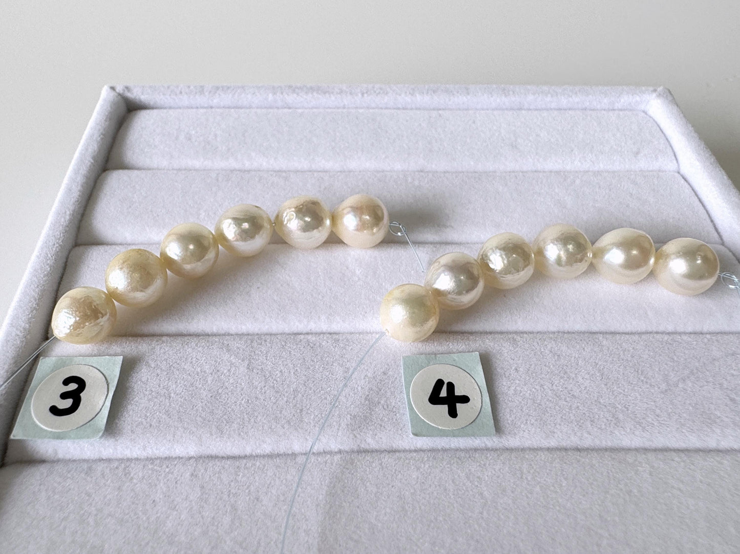 Japanese Akoya Pearl Beads: Cream White Semi-Round/Semi-baroque, 7-7.5mm, Short Strand | Cultured Saltwater, Genuine Gems, 6 Pieces