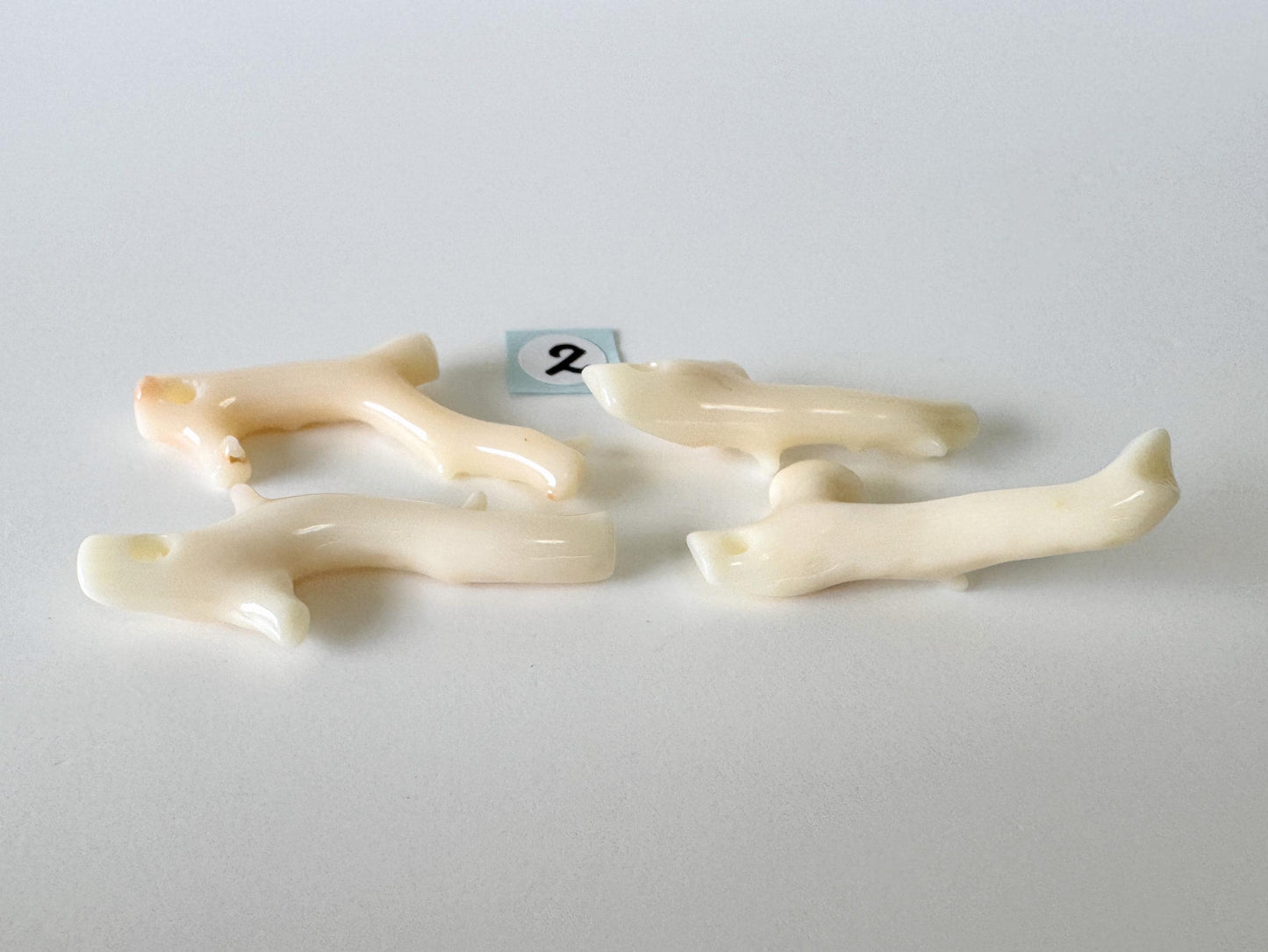 Natural Coral Branch: Deep Sea White-Pink Midway Coral, Genuine Material | Set of 4 Pieces, Drilled Holes, Jewelry Supplies, 26-37mm Length